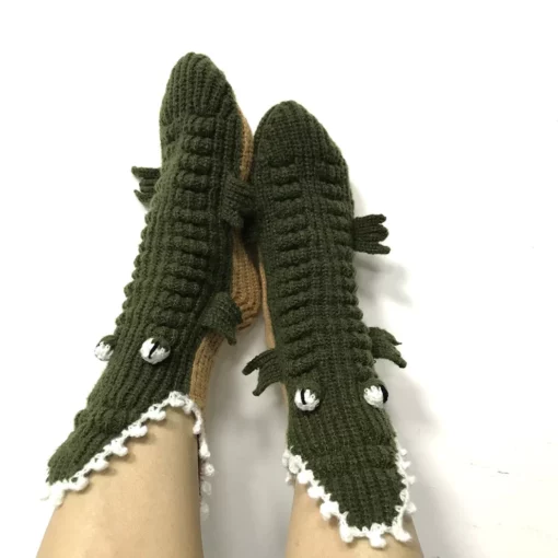 3D Knit Crocodile Socks