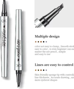 قلم الحواجب ثلاثي الأبعاد المقاوم للماء ذو ​​3 شوكة وطرف شوكة