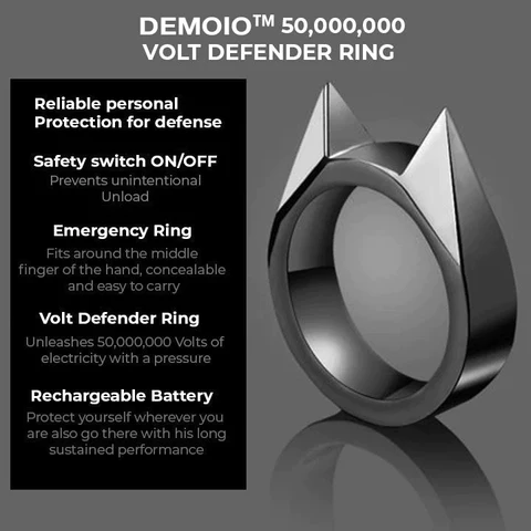 DEMOIO™ presents the 50,000,000 Volt Self-Defense Electroshock Ring