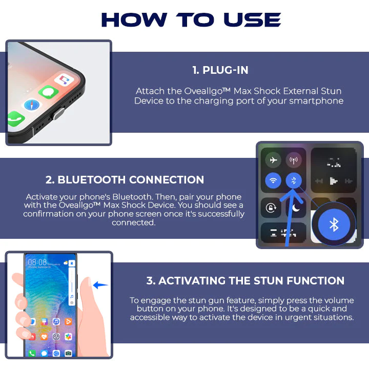 Fivfivgo™ Max Shock 50,000,000 Volt Dispositivo di stordimentu esternu per i telefoni