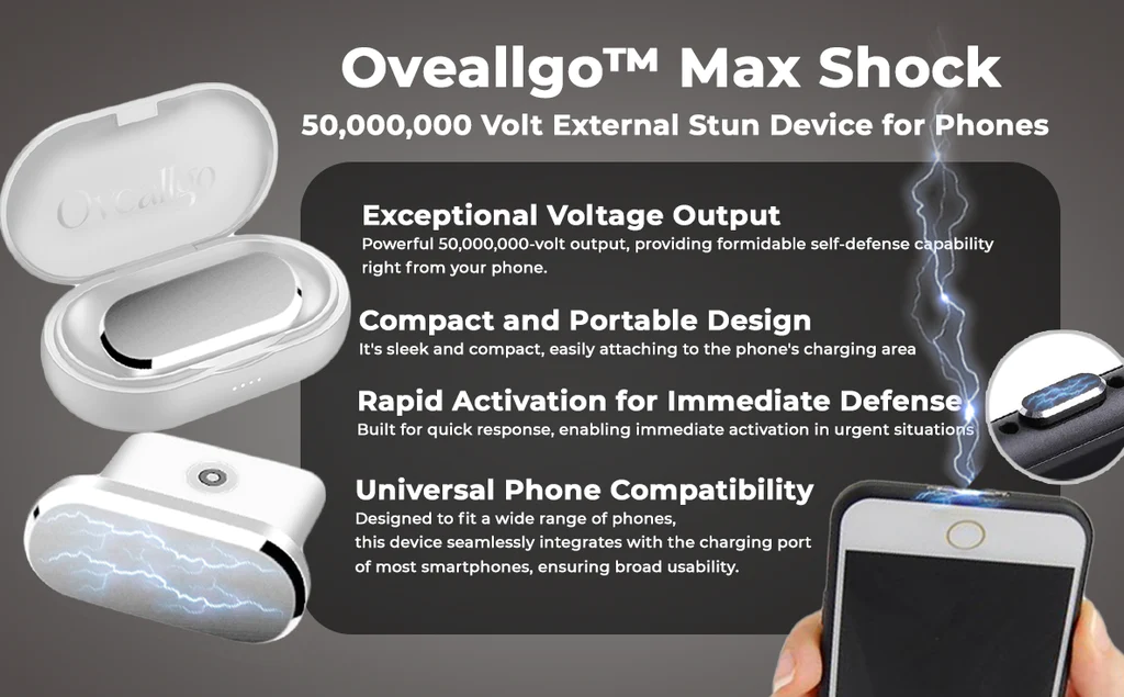 Fivfivgo™ Max Shock 50,000,000 Volt External Stun Device for Phones