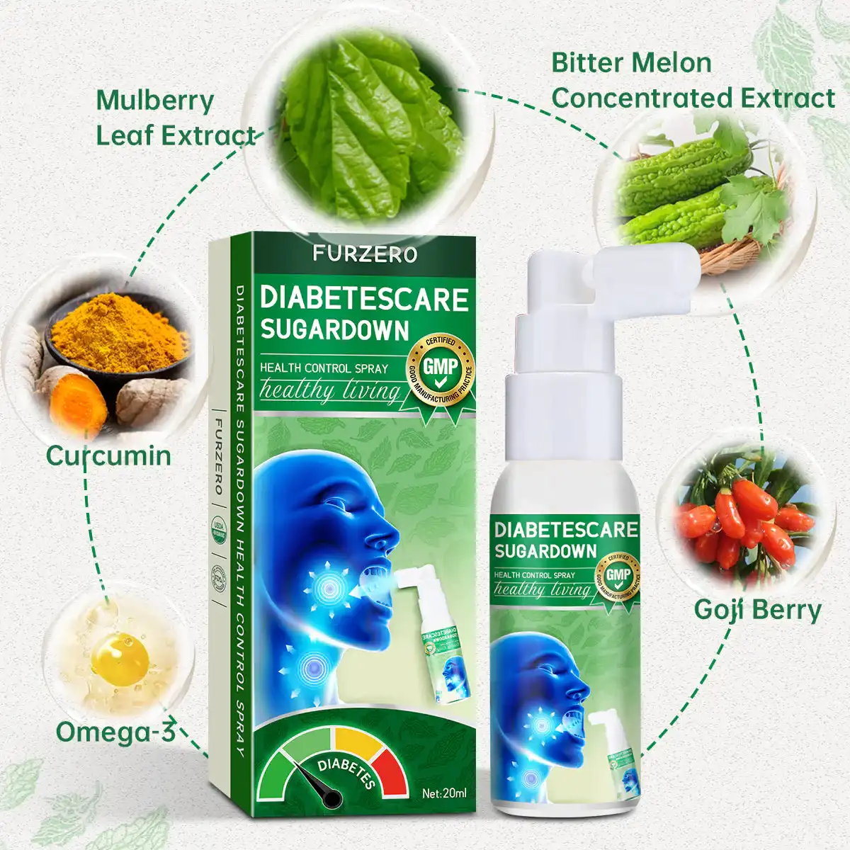 Furzero™ DiabetesCare SugarDown Health Control Spray