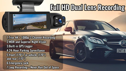 Lyseemin™ Triple Lens 170° Wide Angle Coverage Car Camera