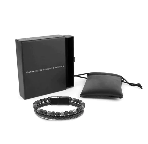 Natural Agate Stone Leather Beaded Bracelet