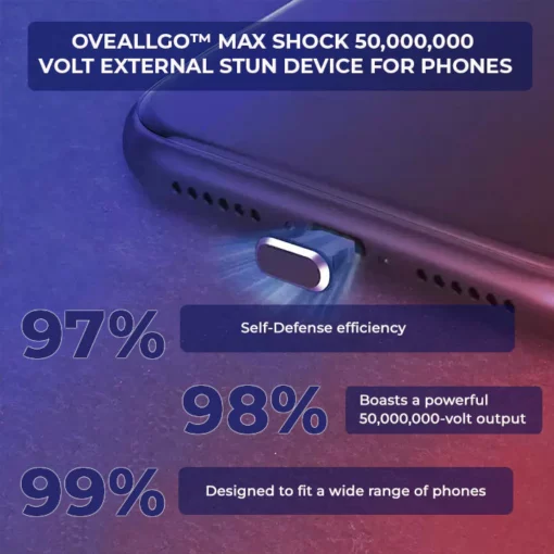 Oveallgo™ MAXIMA Shock телефондарға арналған 50,000,000 XNUMX XNUMX вольт сыртқы дыбыс шығаратын құрылғы