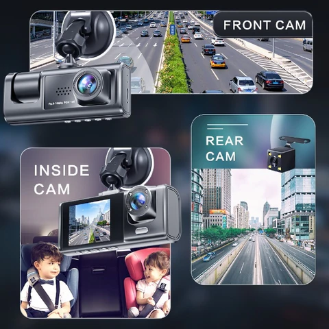Seurico™ Drei-Kanal Dash Cam IR Nachtsichtilla ja G-Sensorilla