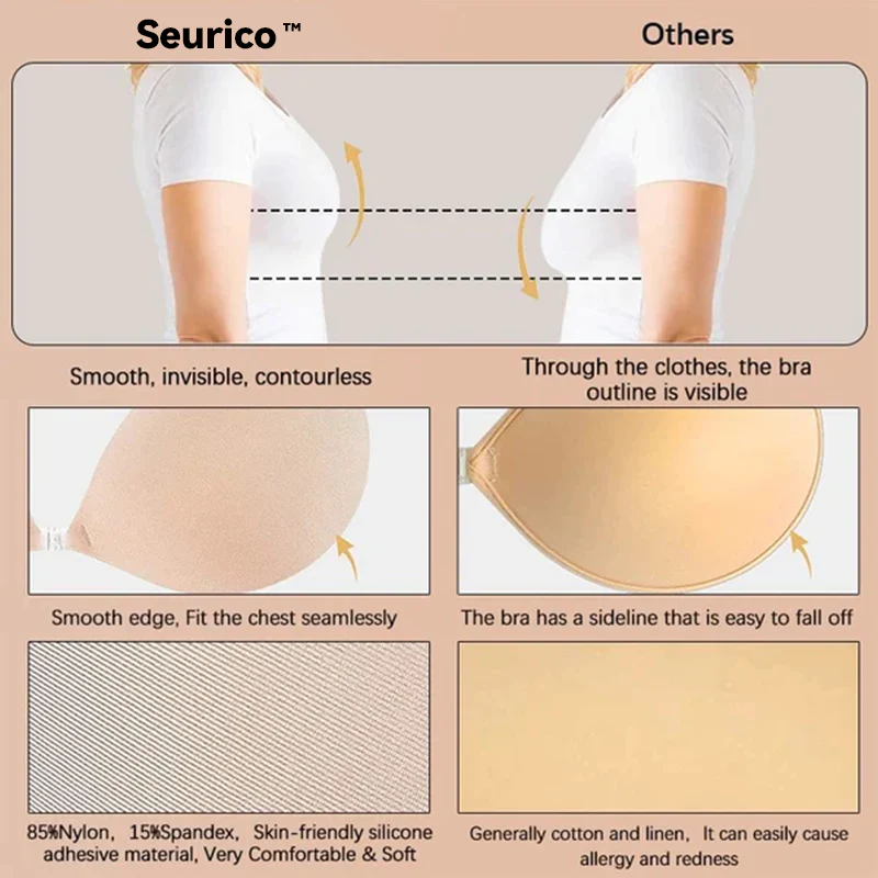 Seurico™ Strapless Adhesive BH-Rêgleaze Reusable Invisible Push Up BH