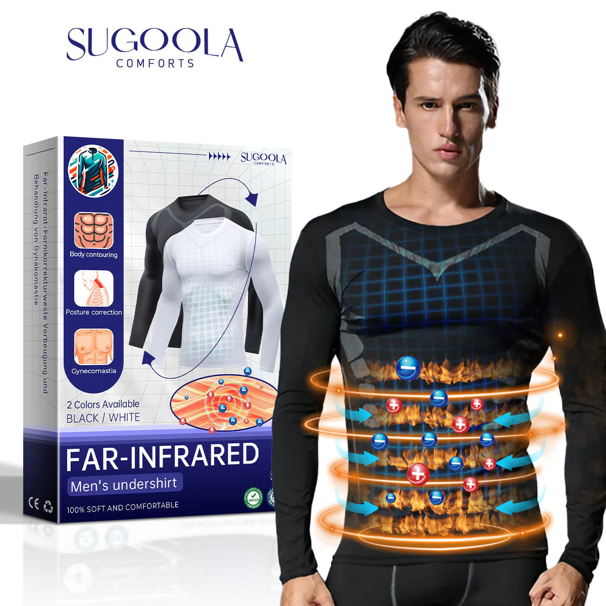 Sugoola™ ver-infrarooi toermalyn magnetiese onderhemp vir mans