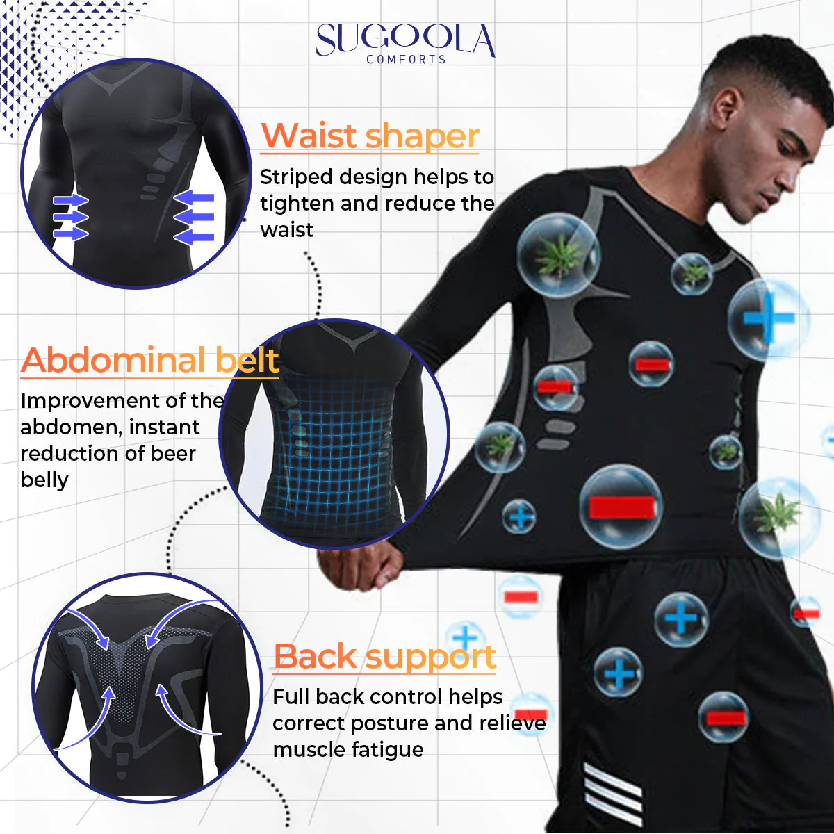 Sugoola™ ver-infrarooi toermalyn magnetiese onderhemp vir mans