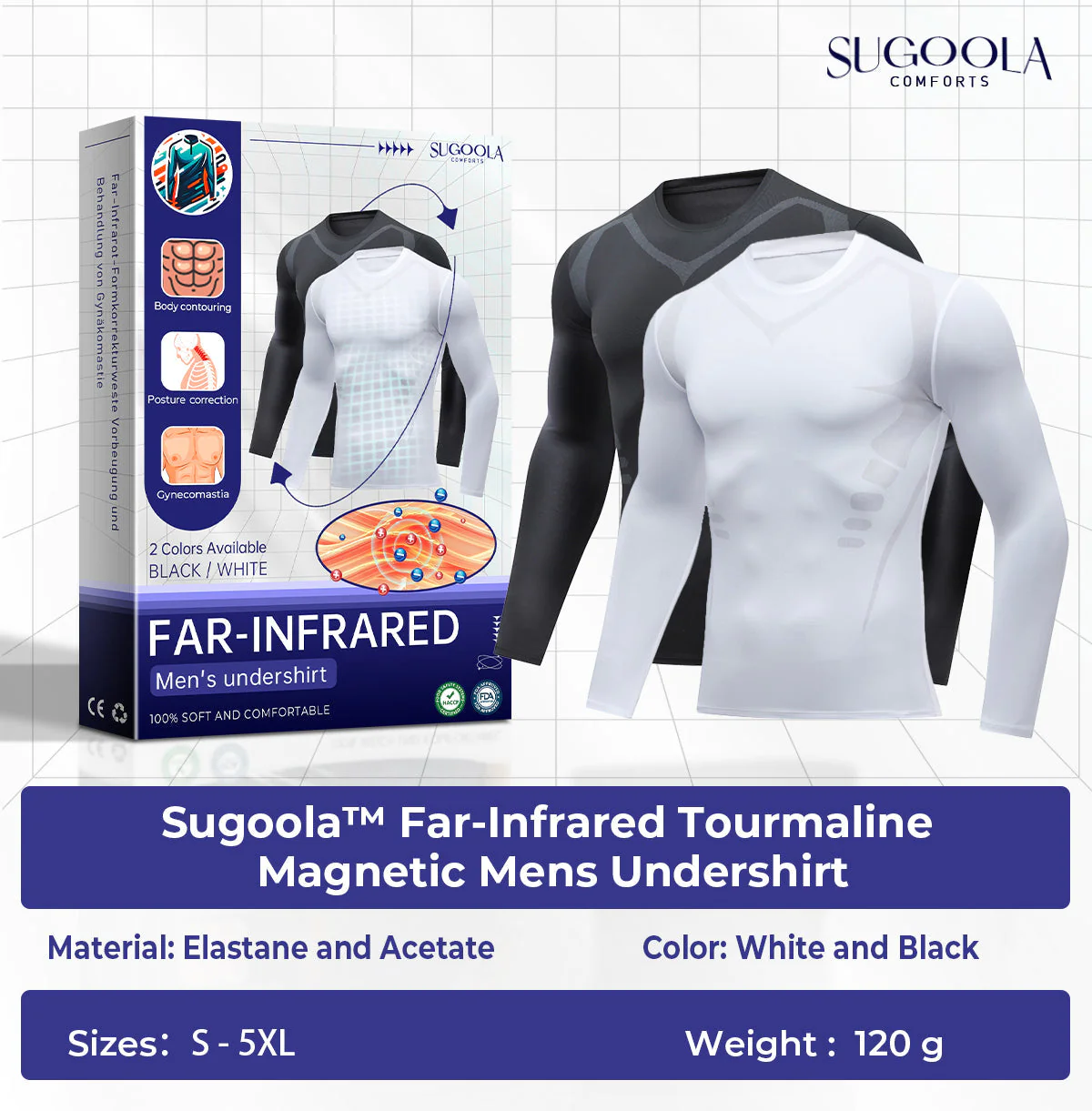 Sugoola™ ver-infrarooi toermalyn magnetiese onderhemp vir mans
