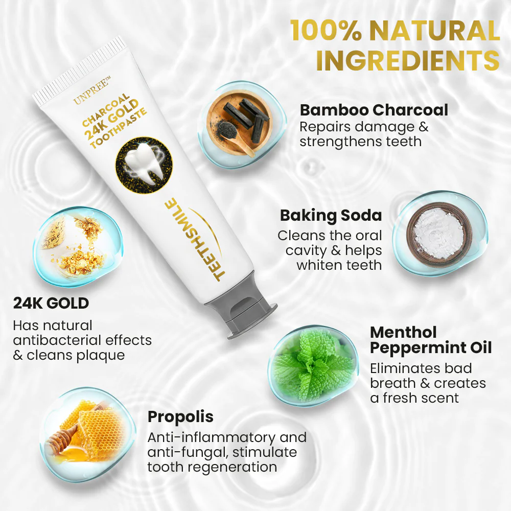 UNPREE™ Charcoal 24K Gold Whitening Toothpaste

