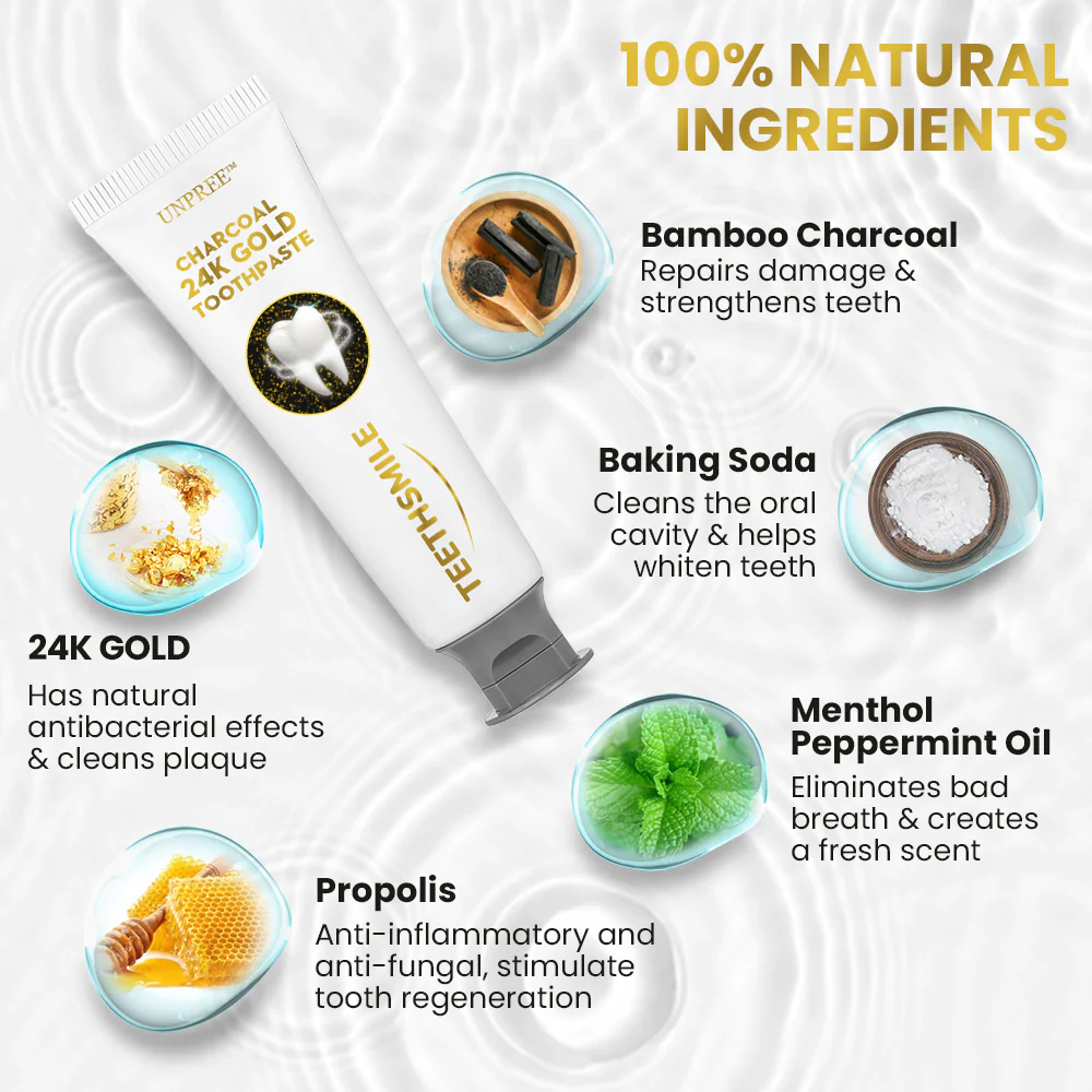 UNPREE™ Charcoal 24K Gold Whitening Toothpaste 