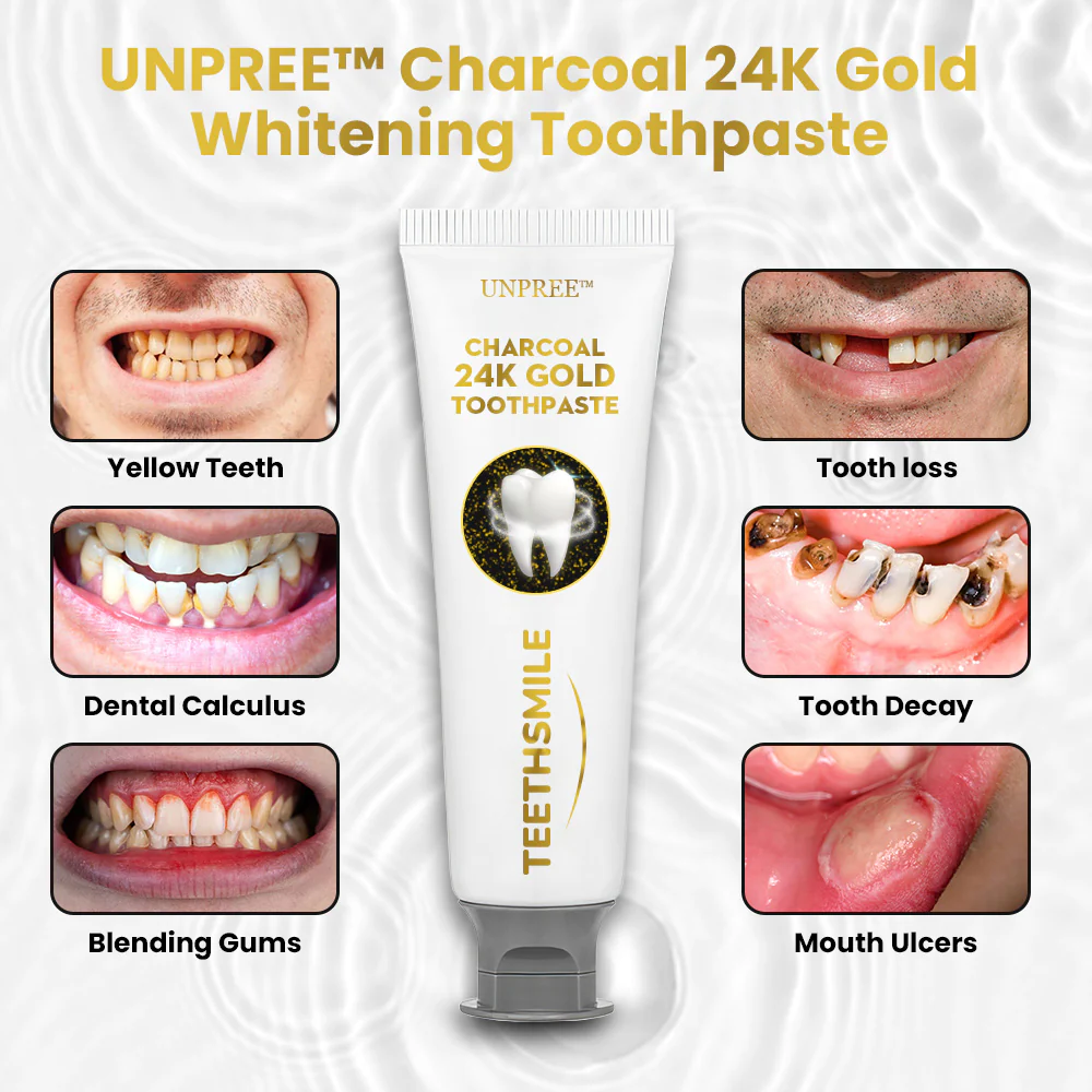 UNPREE™ Charcoal 24K Gold Whitening Toothpaste
