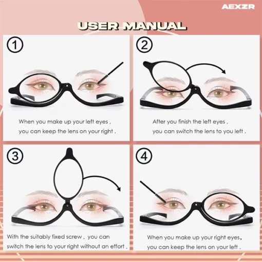 Aexzr™ म्याग्निफाइङ फ्लिप-लेन्स कस्मेटिक आँखा चश्मा