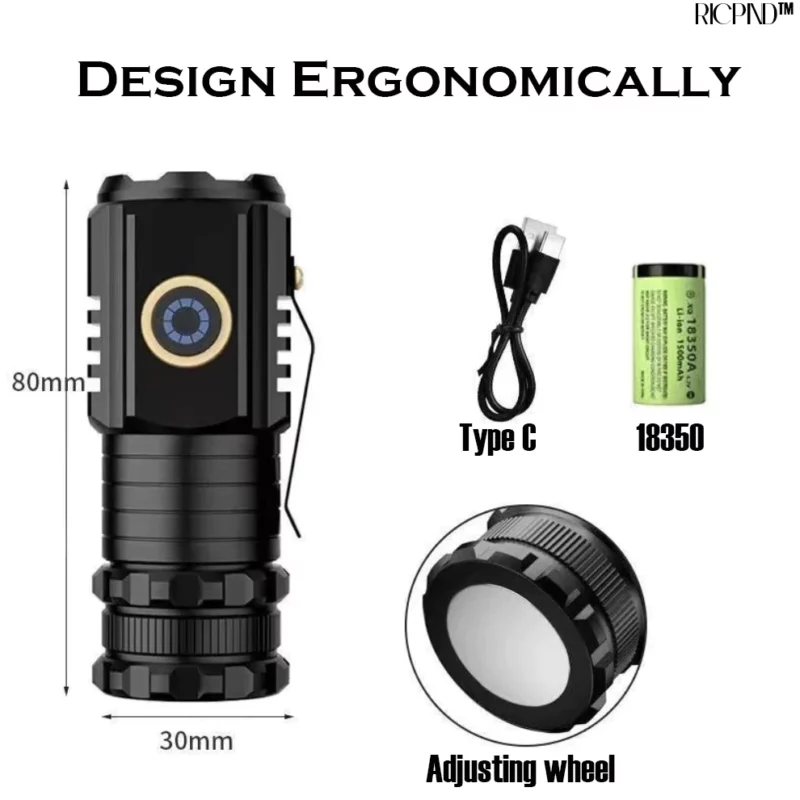 RICPIND 50M Volt Power Guardian USB zaklamp