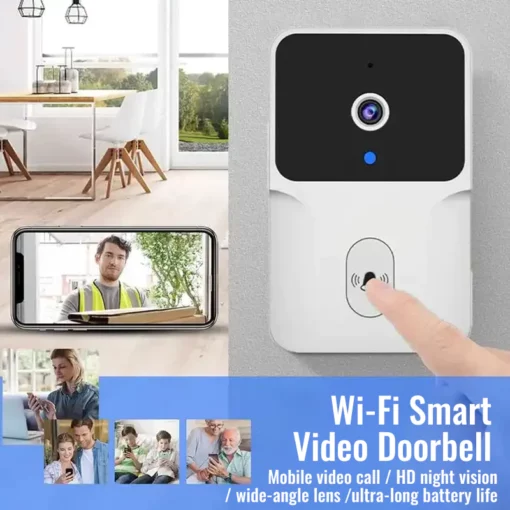 Интеллектуальный видеозвонок двойного назначения с Wi-Fi/Bluetooth и дверной звонок для вызова