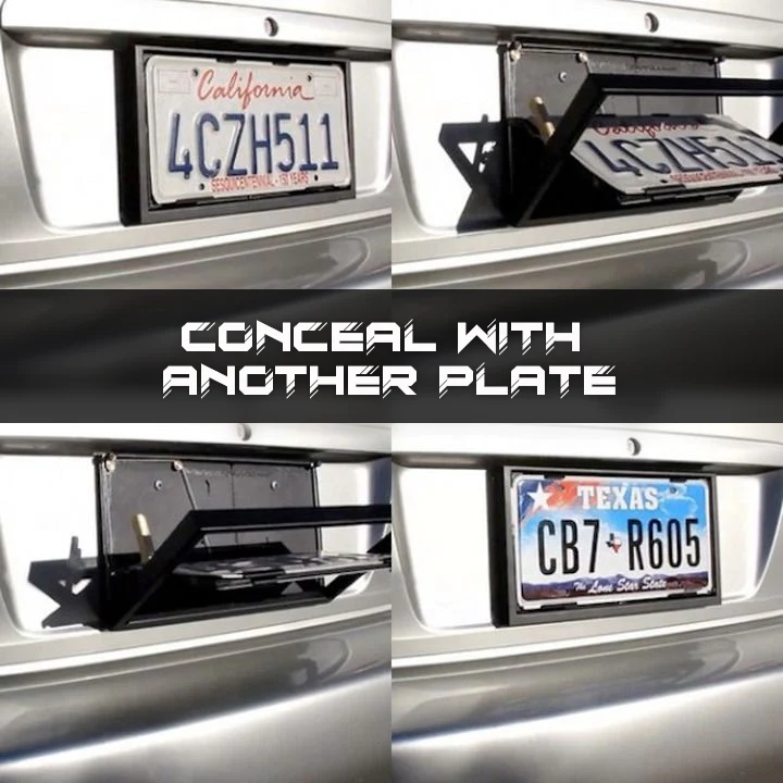 iRosesilk™ 3s Turn-BLACK PlateFlipper Car License Plate Frame 