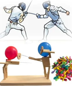 HANDMADE WOODEN FENCING PUPPETS