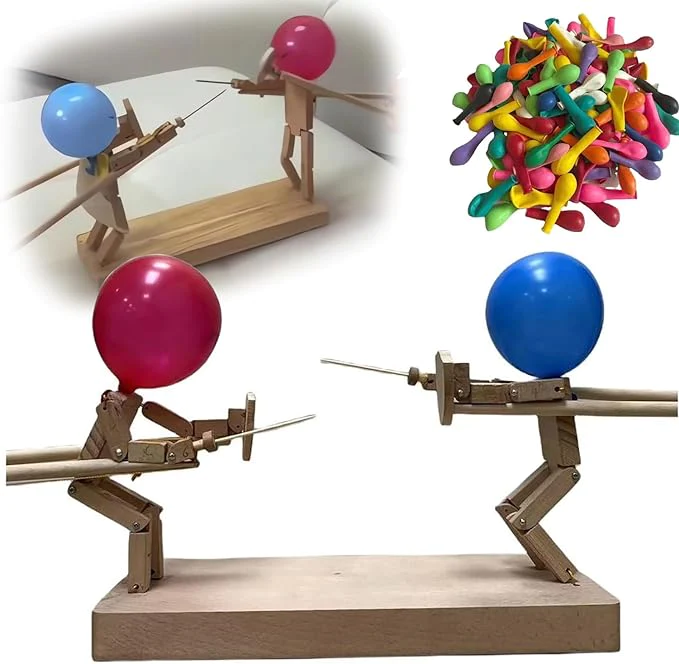 HANDMADE WOODEN FENCING PUPPETS