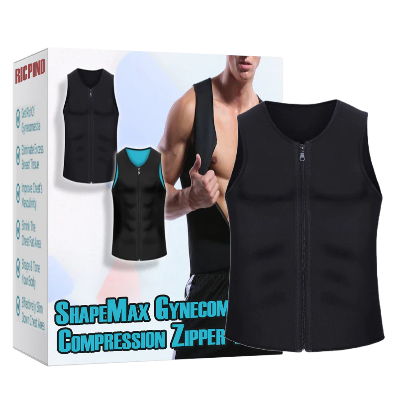 RICPIND ShapeMax Gynecomastia Compression Zipper Vest