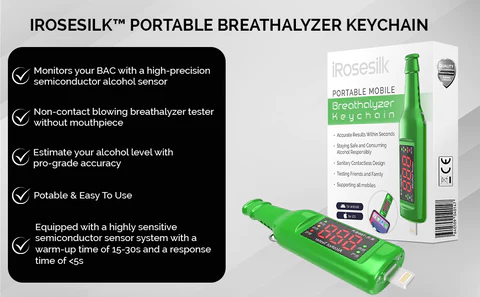 iRosesilk™ DRIVE SAFE Portable Mobile Breathalyzer Keychain