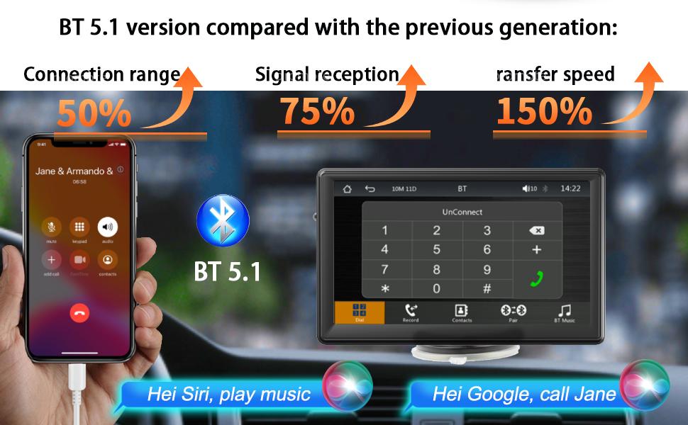 7-Inch Bluetooth Car Display for Apple & Android