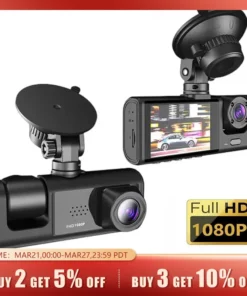 Dash Cam W/ IR Night Vision Loop Recording & 2" IPS Screen 1080P 3 Camera