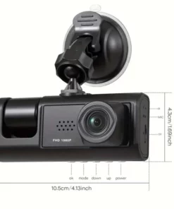 Dash Cam W/ IR Night Vision Loop Recording & 2" IPS Screen 1080P 3 Camera