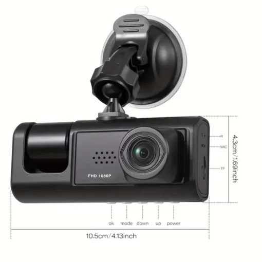 Clàradh lùb lèirsinn oidhche Dash Cam W / IR & camara 2" IPS Screen 1080P 3