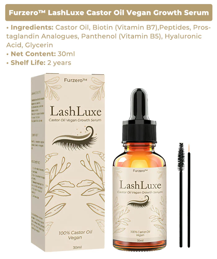Serum për rritjen vegane Furzero™ LashLuxe me vaj kastori