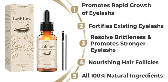 Serum për rritjen vegane Furzero™ LashLuxe me vaj kastori