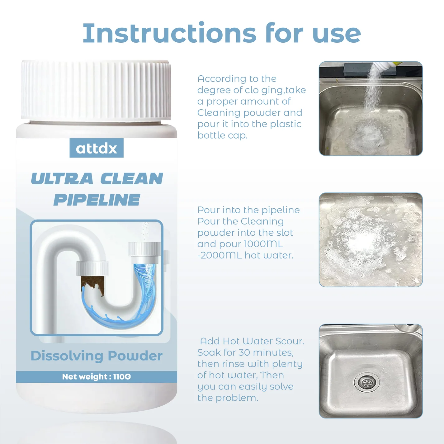 ATTDX UltraClean Pipeline Dissolving Powder