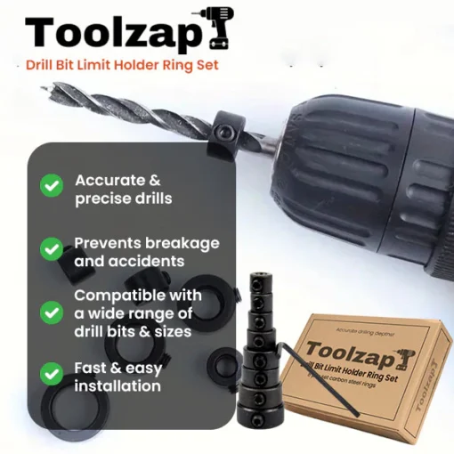 ToolZap™ ડ્રિલ બીટ લિમિટ હોલ્ડર રિંગ સેટ