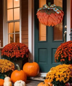 Farmhouse Pumpkin Wreath For Front Door