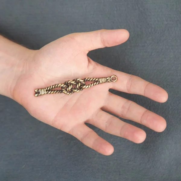 Sea knot pendant on leather cord. Sea node necklace. Metal rope jewelry. Handcrafted unique man accessory - Image 4