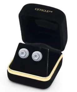 CZTICLE™ Boucles d'oreilles de thérapie magnétique en diamant bleu incolore