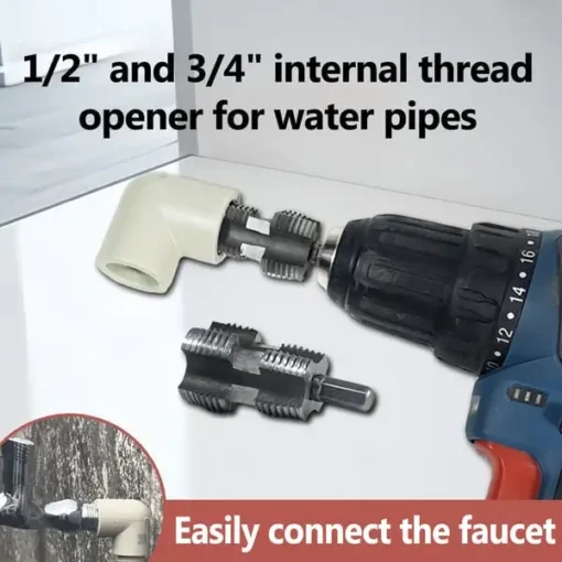 Electric Drill Compatible PVC Pipe Threader Kit with Various Die Sizes - Image 2