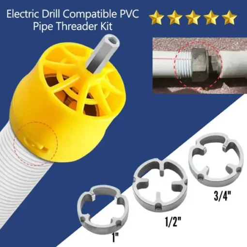 Electric Drill Compatible PVC Pipe Threader Kit with Various Die Sizes - Image 5