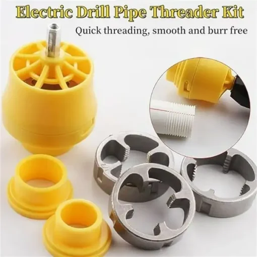 Electric Drill Compatible PVC Pipe Threader Kit with Various Die Sizes - Image 6