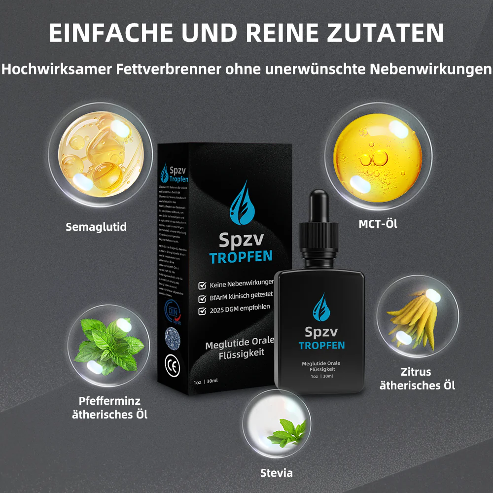 𝐒𝐩𝐳𝐯™ 𝐌𝐞𝐠𝐥𝐮𝐭𝐢𝐝𝐞 𝐎𝐫𝐚𝐥𝐞 𝐅𝐥ü𝐬𝐬𝐢𝐠𝐤𝐞𝐢𝐭 (Fettverbrennungsprodukt in Lebensmittelqualität, entwickelt von der Medizinischen Fakultät der Universität Heidelberg)