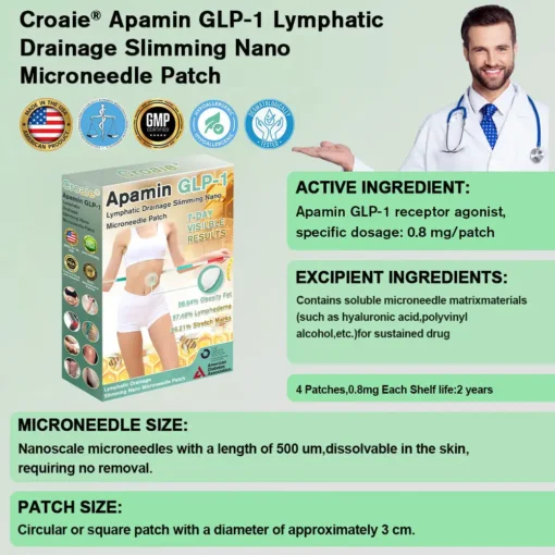 Croaie® Apamin GLP-1 Lymphatic Drainage Slimming Nano Microneedle Patch