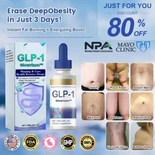 Glowrizon™GLP-1 Slimming & Health Boost Drops Pembakar lemak bermutu makanan Dikembangkan oleh The Obesity Society