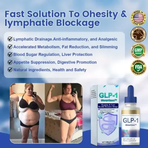 Glowrizon™GLP-1 Slimming & Health Boost Drops Pembakar lemak bermutu makanan Dikembangkan oleh The Obesity Society
