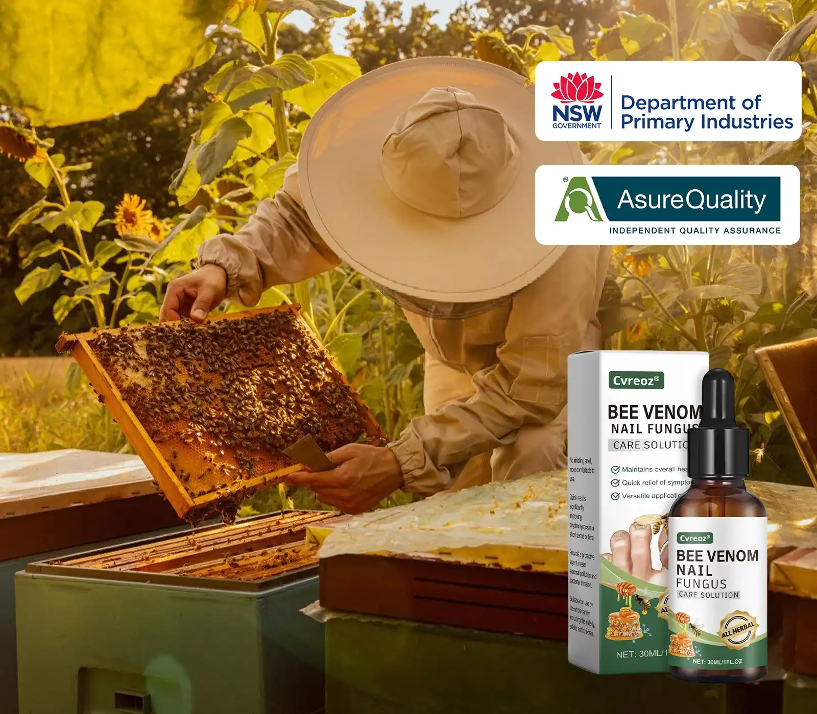 Cvreoz® Bee Venom Nail fungus care solution ：Natural Formula for Toenail & Fingernail Care