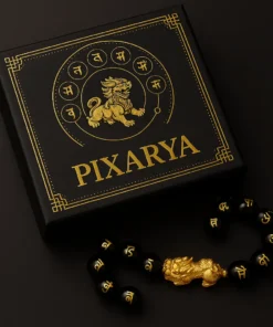 Vòng tay năng lượng Obsidian PIXARYA™ với Pixiu vàng – Sự giàu có và bảo vệ về mặt tinh thần