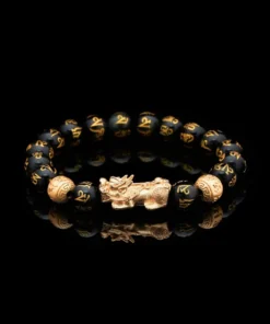 Vòng tay năng lượng Obsidian PIXARYA™ với Pixiu vàng – Sự giàu có và bảo vệ về mặt tinh thần