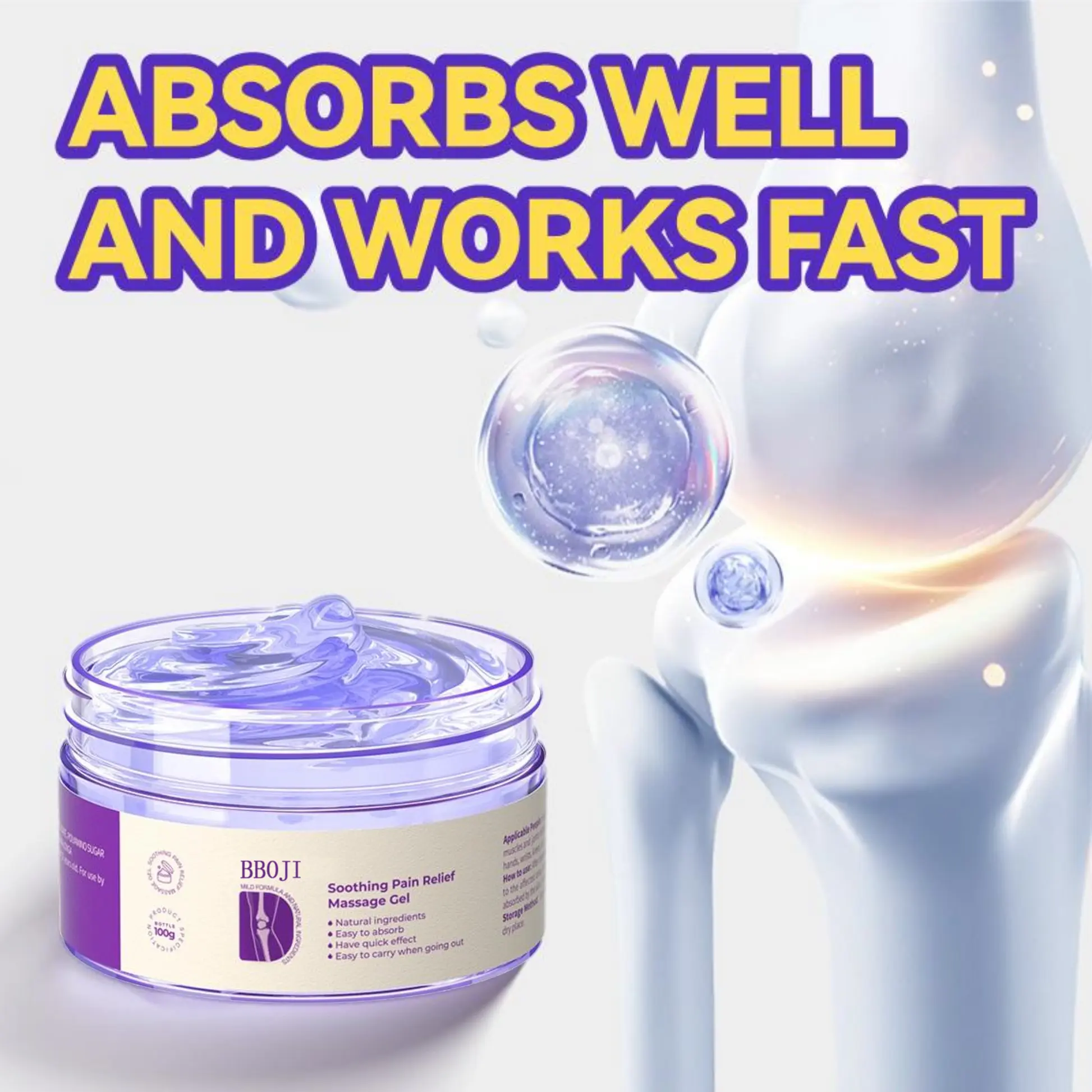 Gel Porffor BBOJI™ Yn gwrthod poen a llid