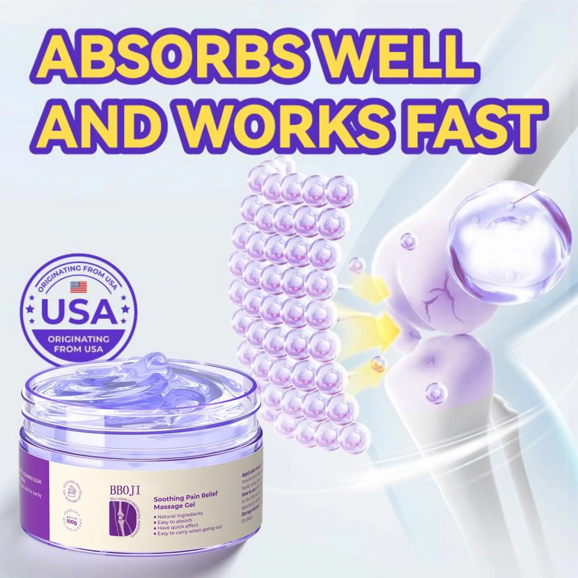 Gel Porffor BBOJI™ Yn gwrthod poen a llid