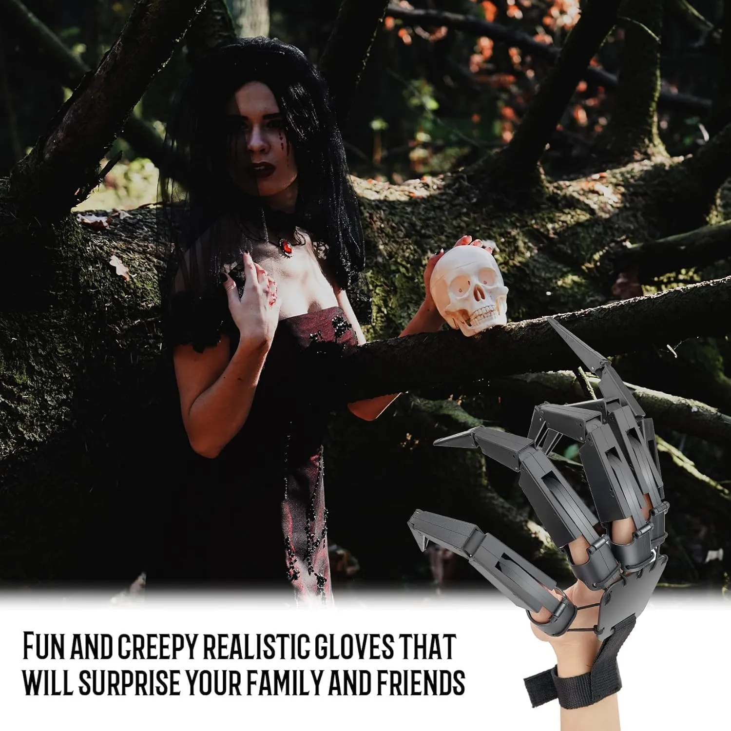 ہالووین آرٹیکولیٹڈ فنگرز تمام انگلیوں کے سائز میں فٹ بیٹھتی ہیں۔